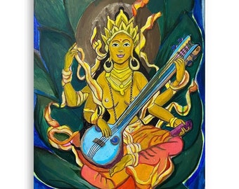 Saraswati Print - goddess poster hinduism music shakti divine feminine god healing India