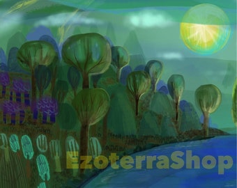 LAMPI - 2732 × 2048 pixels - original tree painting - one available - digital JPG download - art by Krista Raisa