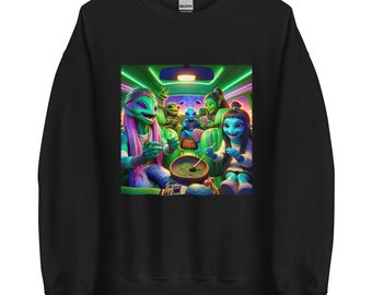 Aliens Doing Hapé  - Unisex Sweatshirt - black neon green pink