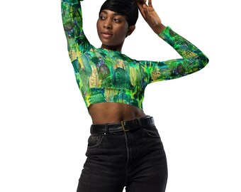 Biodiversity Recycled long-sleeve crop top