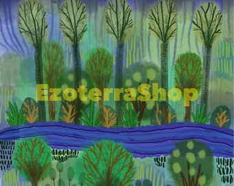 JOKI - 1024x1024 pixels - original tree painting - one available - digital JPG download - art by Krista Raisa