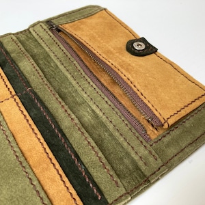 Long Wallet / Suede Leather / Leather credit card holder / Long Credit Card wallet / Leather wallet minimalist
