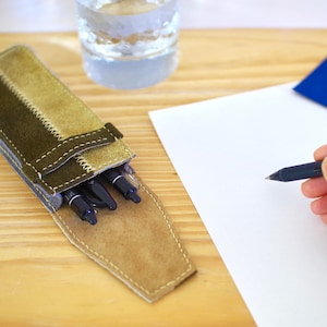Pen Case / Suede Leather / Pen Pouch / Fountain pen case