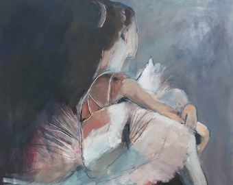 Ballet card - Ballerina greetings card from Emma Franc original painting 150mm square