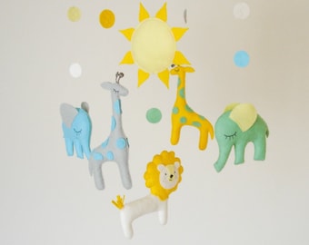 Baby Mobile Baby Crib Mobile Safari Mobile Animal Mobile Elephant Mobile Giraffe Mobile Nursery Baby Shower Gift