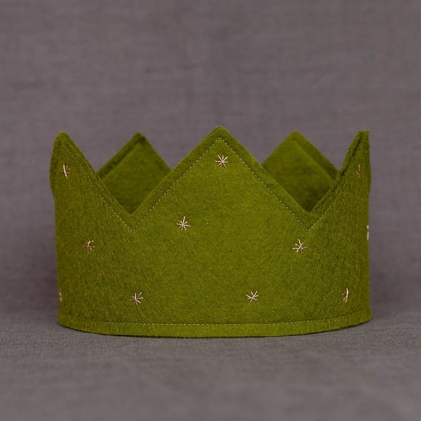 Green Waldorf Crown Birthday Crown Dress up Crown Hand Embroidered crown