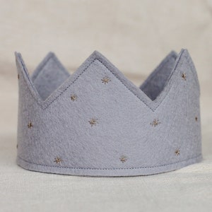 Birthday Crown Waldorf crown Dress up crown Party Hat Hand embroidered grey crown starry night crown