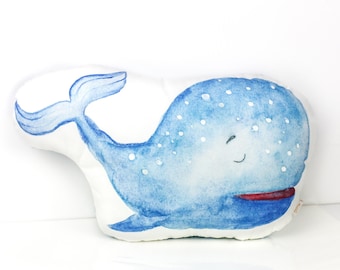 Whale Pillow Stuffed Whale plush toy Nautical decor Animal pillow Whale Cushion Decorative Cushion Kids Cushion Chair Cushion Nursery