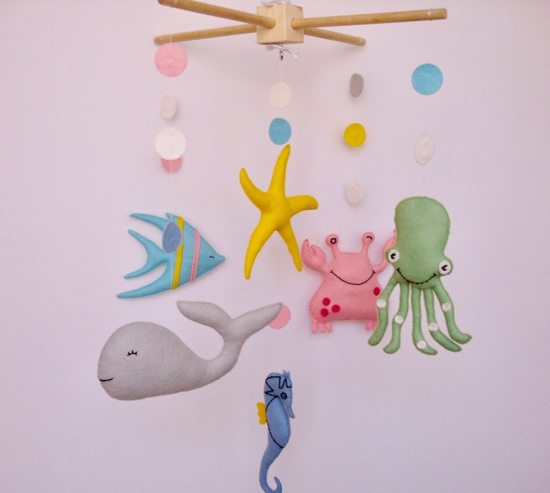 Baby mobile, sea mobile, ocean mobile, nautical mobile, nursery mobile, nursery decor, kids decor, mobile baby, baby crib mobile, ocean baby image 2