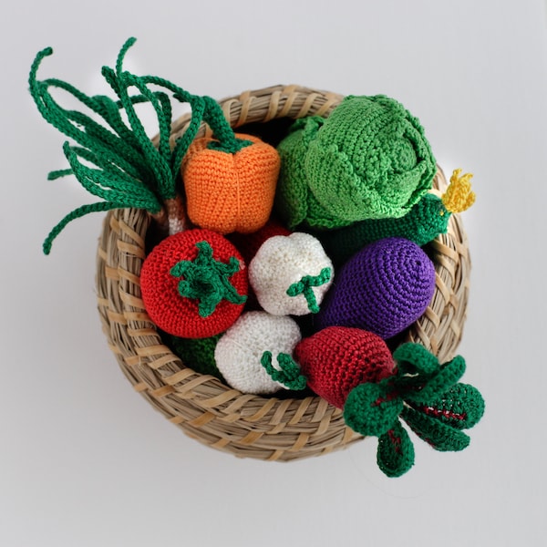 Pretend play Crochet play food, miniature toys, Montessori toys, crochet vegetables, crochet fruit, kitchen decor, birthday gift