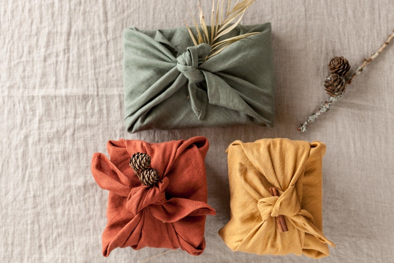 Reusable Gift Wrap, linen cloth wrap, furoshiki gift wrap, eco friendly gift wrap image 10