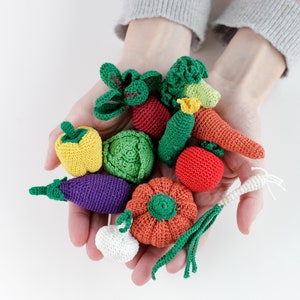 Play food set (11) play vegetables - crochet veggies - crochet food -  educational toy - Waldorf toy - Montessori