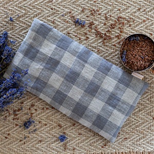 Almohada para ojos de lavanda Chekered - Lino, Semilla de lino orgánica y lavanda, Yoga, Relajación, Meditación, Máscara para ojos