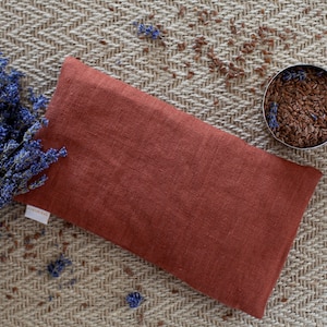 Almohada para ojos de lavanda oxidada: lino, semillas de lino orgánicas y lavanda, yoga, relajación, meditación, máscara para ojos,