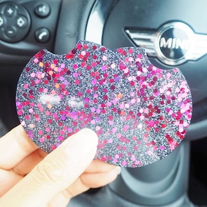 Glitter Cup Holder Inserts, Glitter Car Accessories, 6.5cm, Sparkly New Car Gift, Silver Glitter Cup Holders, Sparkly Car Coasters,