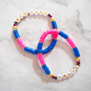 Short n Sweet Inspired Bead Bracelet, Short n Sweet Tour Friendship Bracelet, Bed Chem Custom Letter Bead Bracelet, Heishi Clay Beads,