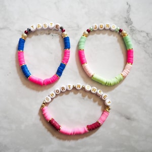 Short n Sweet Inspired Green & Pink Bracelet, Short n Sweet Tour Inspired Bracelet, Espresso Custom Letter Bead Bracelet,