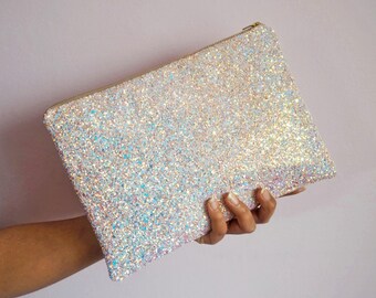 Pink Schillernde Glitzer Clutch Tasche, GlitzerTasche, GlitzerTasche, Pastell Frühling Hochzeit Clutch, Rosa Irisierende Tasche,