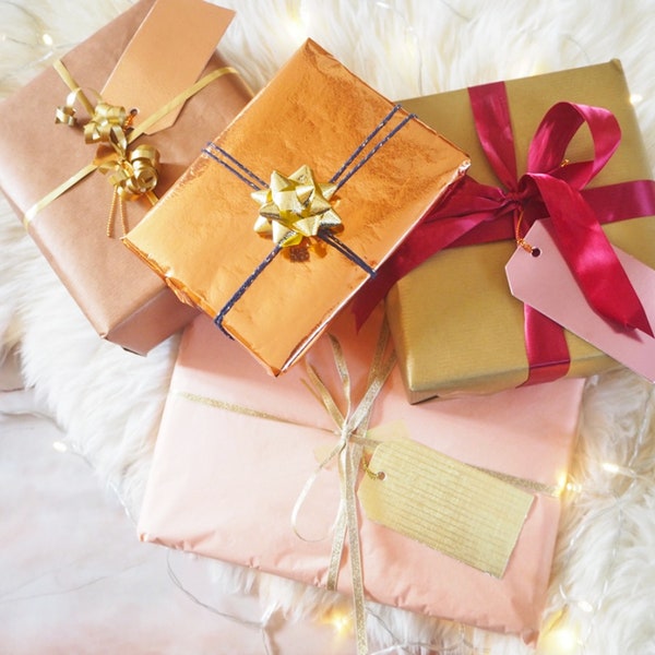 Gift Wrap Service, Christmas Gift Wrapping Service, Gold Ribbon, Kraft Paper Wrap, Gift Order Upgrade,