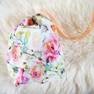 Kordelzug Wäschetasche, Pastell Floral Print Wäschetasche, Baumwolle Kordelzug Beutel, Rose Print Baumwolltasche, Stringstring Schuhtasche,