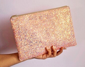 Bubblegum Pink Glitter Clutch Bag, Sparkly Pink Bag, Sparkly Pink Clutch, Pink Wedding Bag,