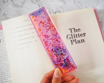 Magenta Holographic Sequin Bookmark, Holographic Vinyl Bookmark, Magenta Glitter Bookmark, Pink Sequin Rainbow Bookmark,