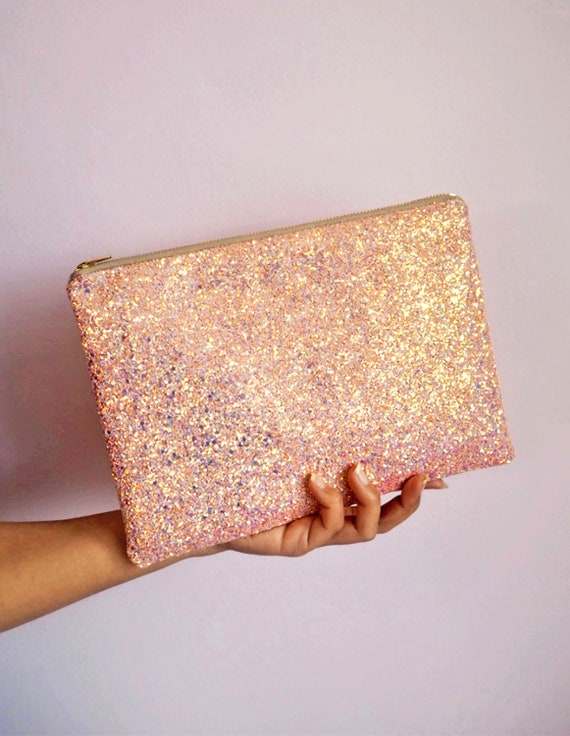 pink glitter clutch