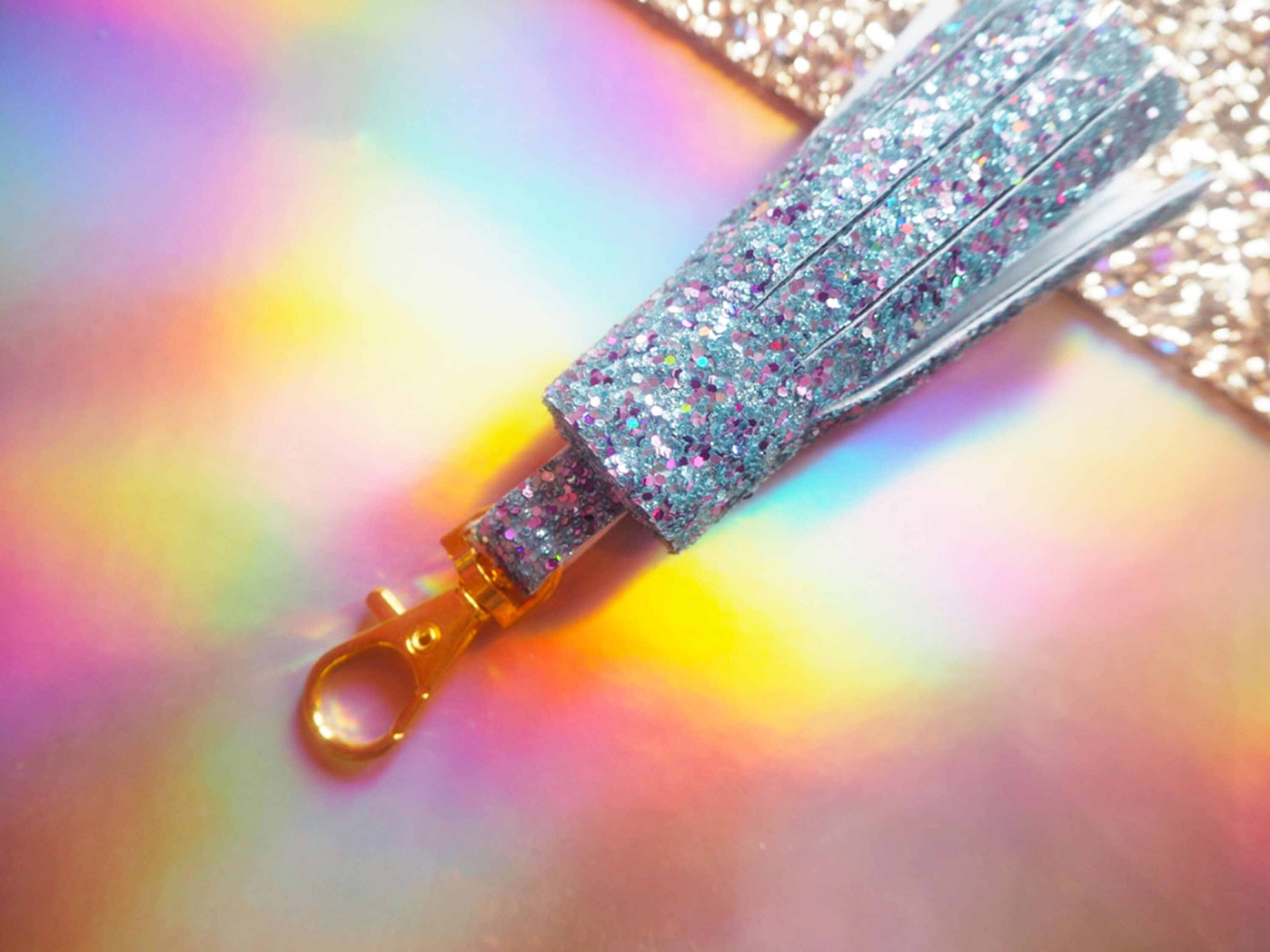 Silver Rainbow Glitter Tassel Keychain Rainbow Glitter Tassel Etsy