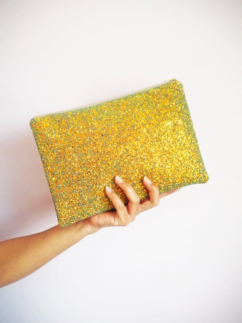 Rust Gold Glitter Clutch Bag Sparkly Gold Evening Bag Gold Etsy
