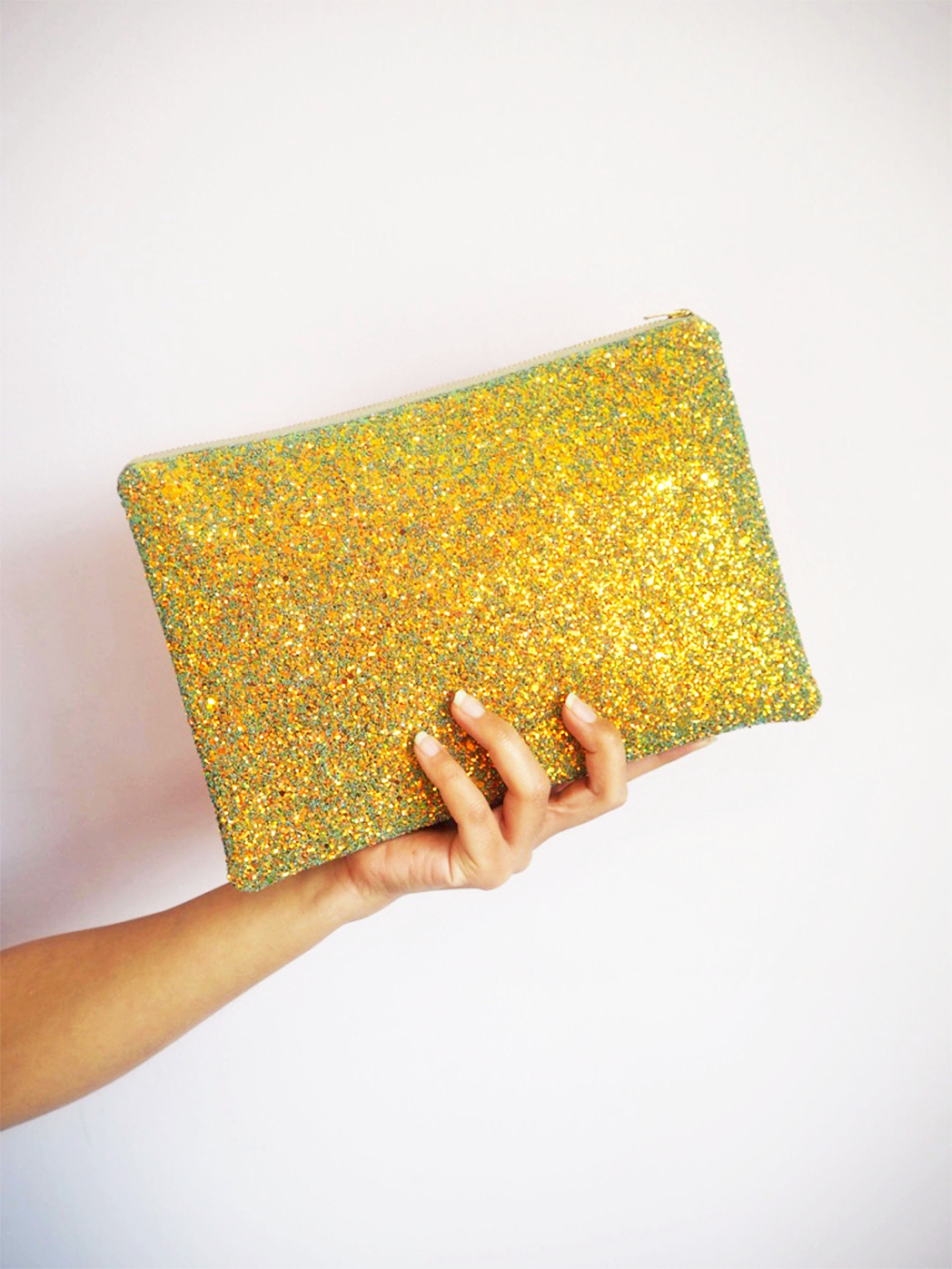 gold sparkly clutch