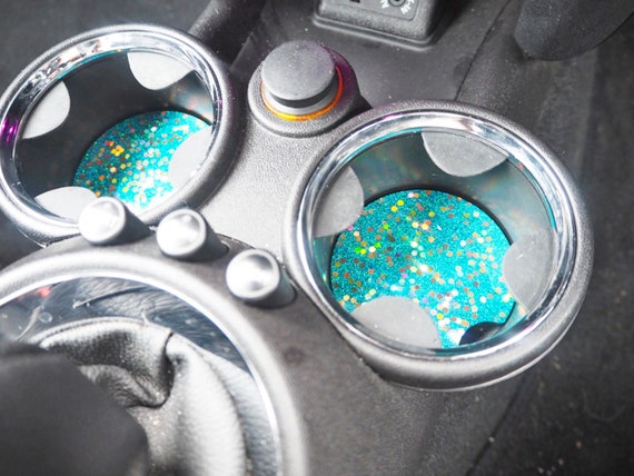 Green Glitter Cup Holder Inserts, Sparkly Green Car Accessories
