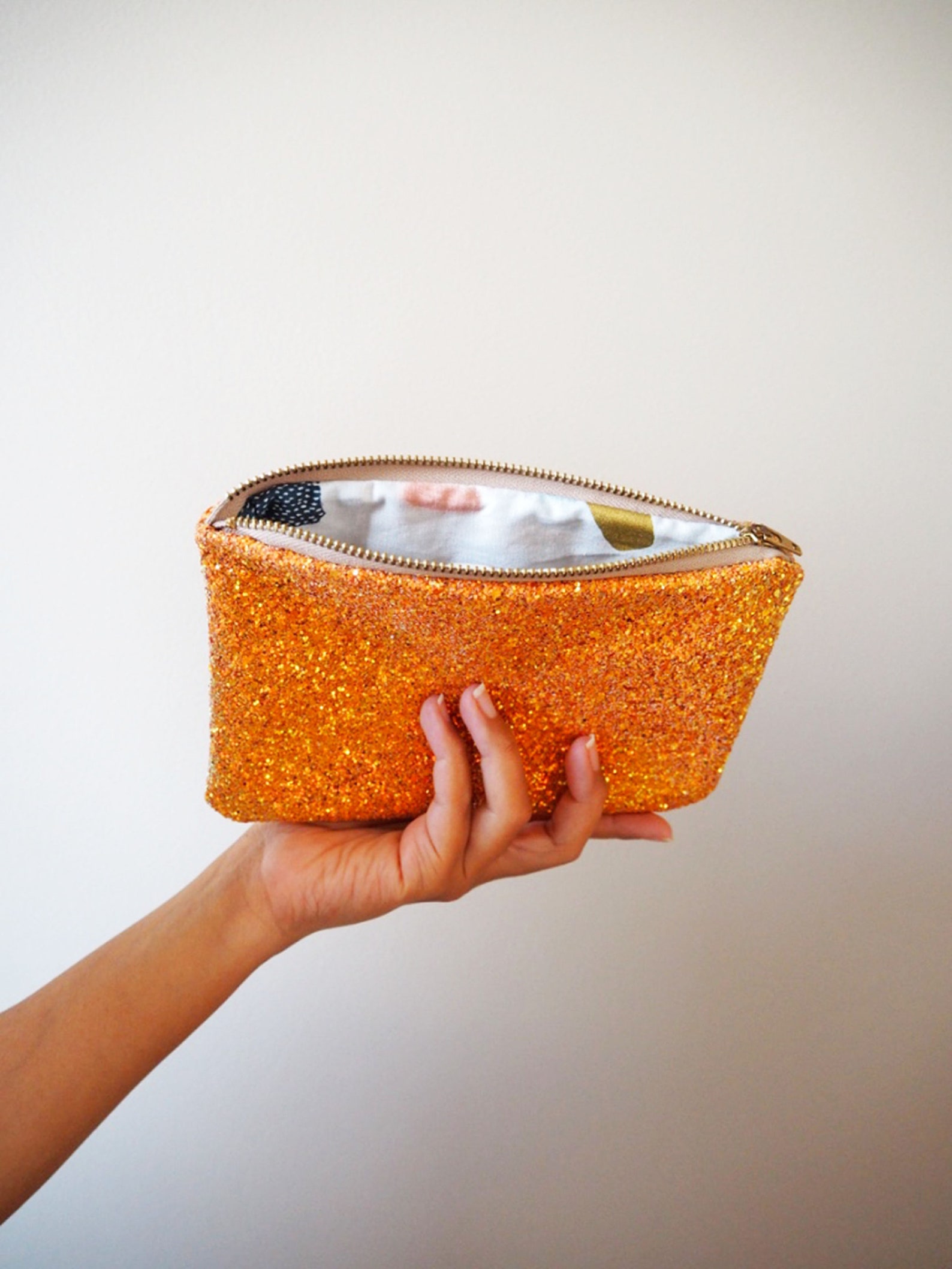 Burnt Orange Glitter Makeup Bag Sparkly Makeup Bag Orange Etsy