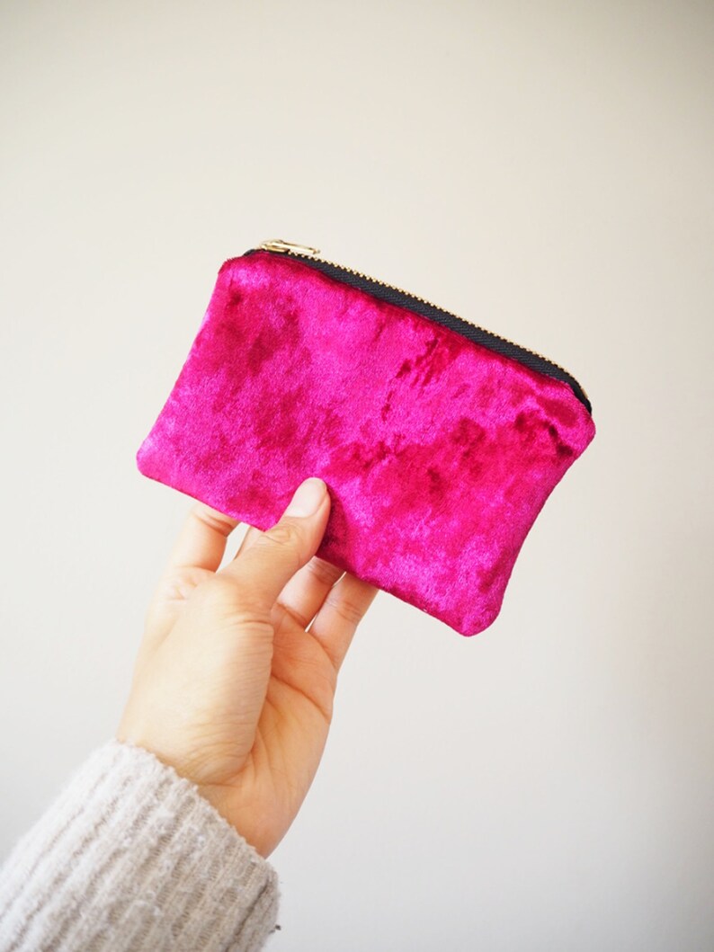 Magenta Velvet Coin Purse Crushed Velvet Coin Purse Pink Etsy