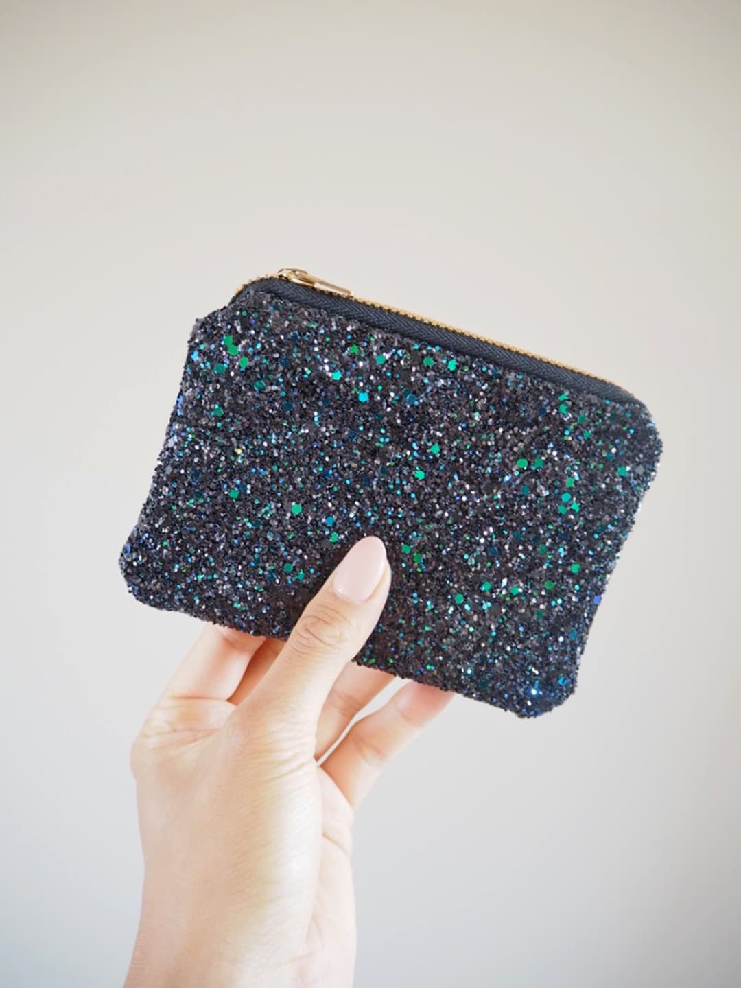Black & Green Glitter Coin Purse Black and Green Glitter Etsy