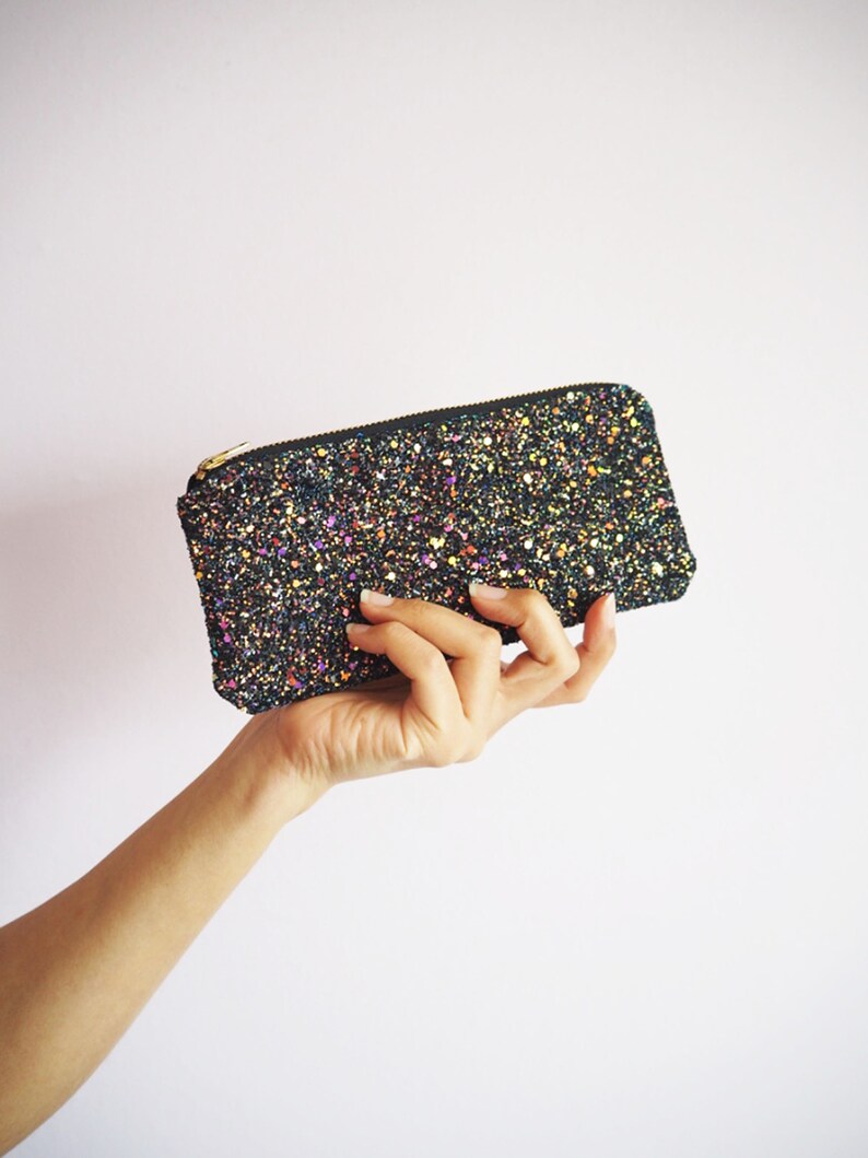 Black Iridescent Glitter Sunglasses Case Iridescent Glitter Etsy