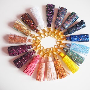 Mini Glitter Tassel Keychain, Sparkly Tassel Keyring, Rainbow Glitter Tassel Bag Charm, Mini Tassel Sparkly Keychain,
