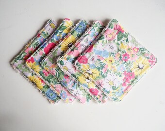 Reusable Floral Cotton Wipes, Washable Makeup Wipes, Reusable Floral Cotton Pads, Zero Waste Floral Print Wipes, Washable Cotton Pads,