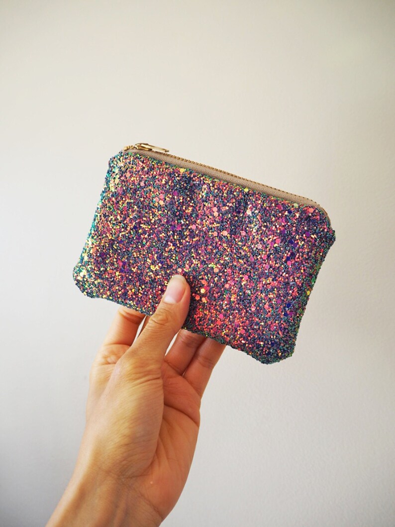 Purple Rainbow Glitter Coin Purse Purple Glitter Purse Etsy