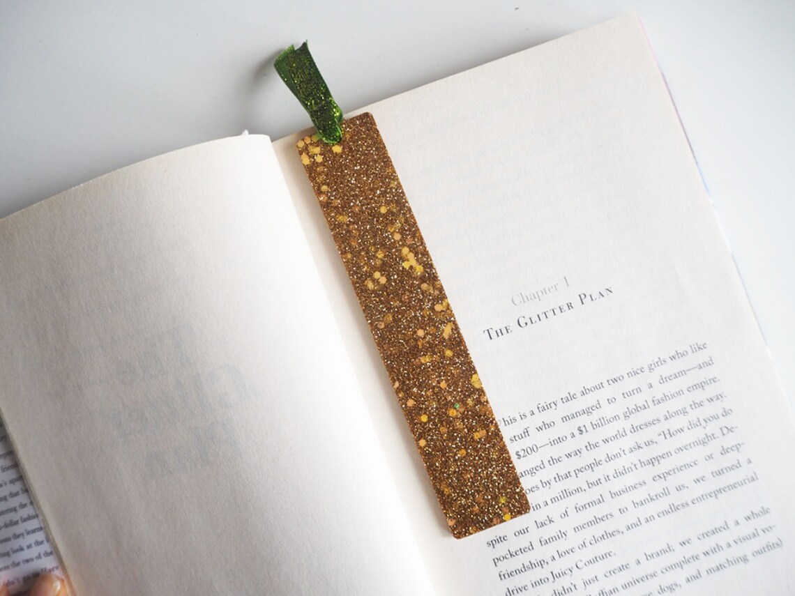 Gold Glitter Bookmark Sparkly Gold Bookmark Gold Resin Etsy