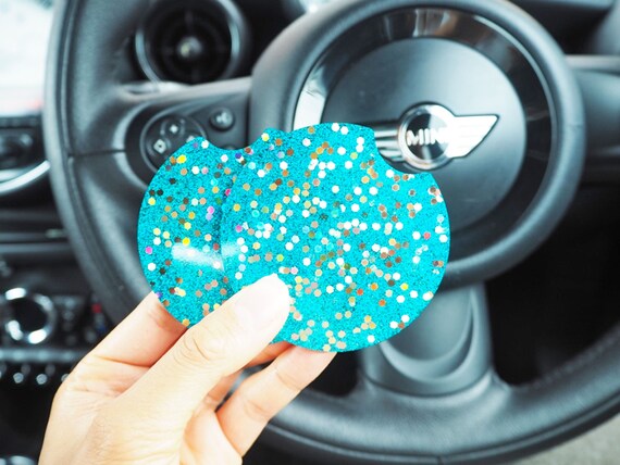 Turquoise Glitter Cup Holders, Sparkly Turquoise Car Coasters, 7.3cm,  Turquoise Glitter Coasters, Blue Car Accessories, New Car Gift, 