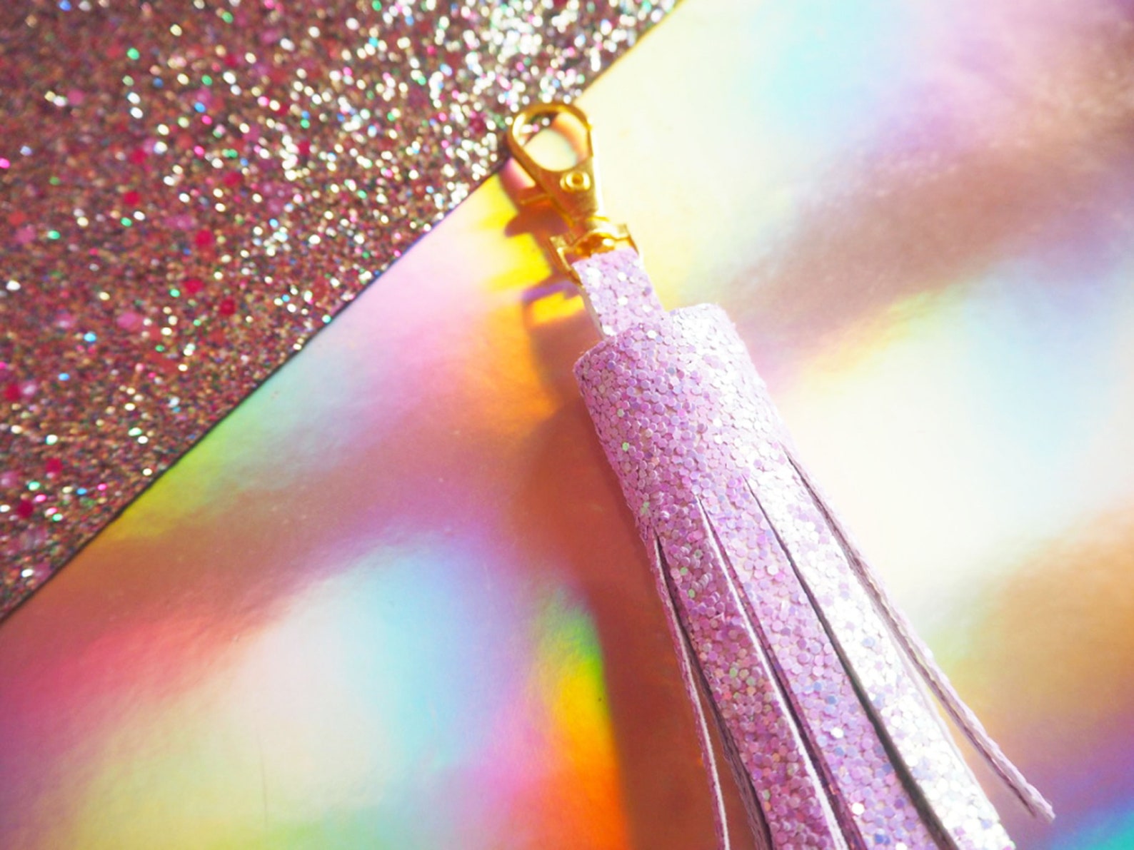 Pastel Purple Glitter Tassel Keychain Sparkly Purple Tassel Etsy