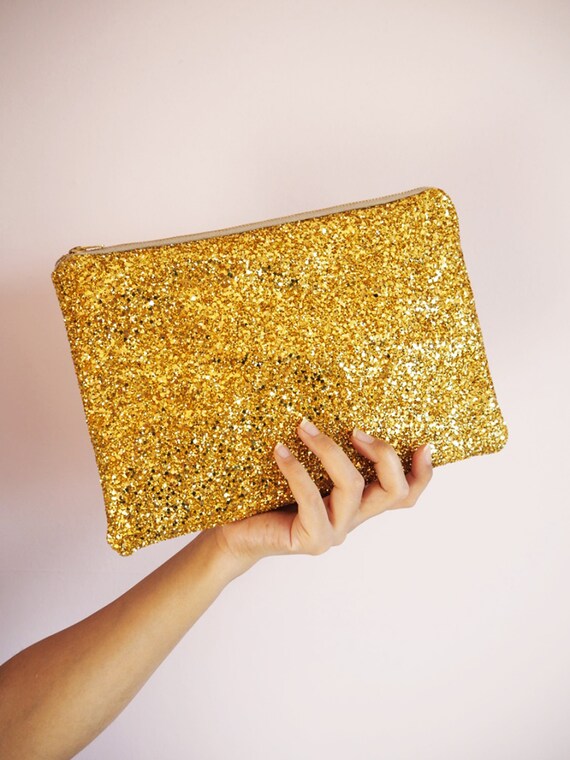 gold glitter clutch bag