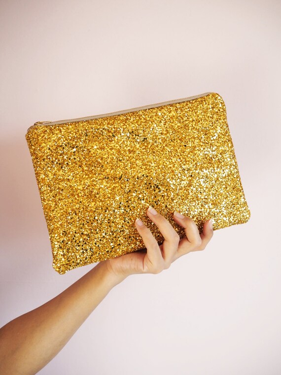gold glitter clutch