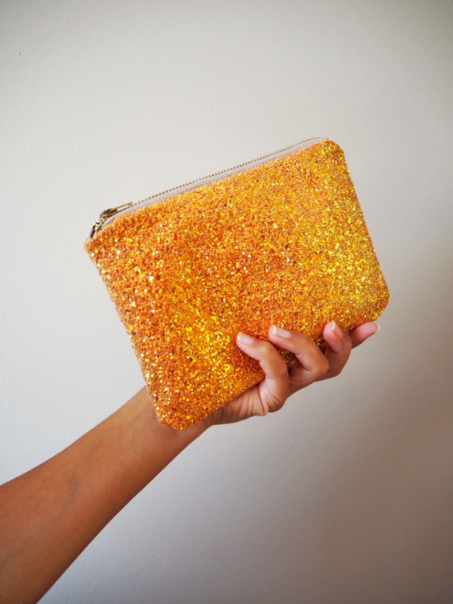 Burnt Orange Glitter Makeup Bag Sparkly Makeup Bag Orange Etsy