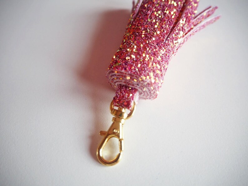 Pink & Rose Gold Glitter Tassel Keychain Pink Glitter Etsy