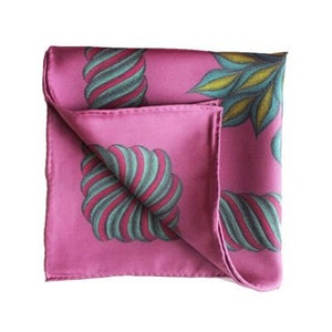 Seaflower Pocket Square, Silk Twill Pocket Square, Men&#39;s Silk Accessories, Silk Pocket Square, Dusty Pink Pocket Square, Silk Twill,