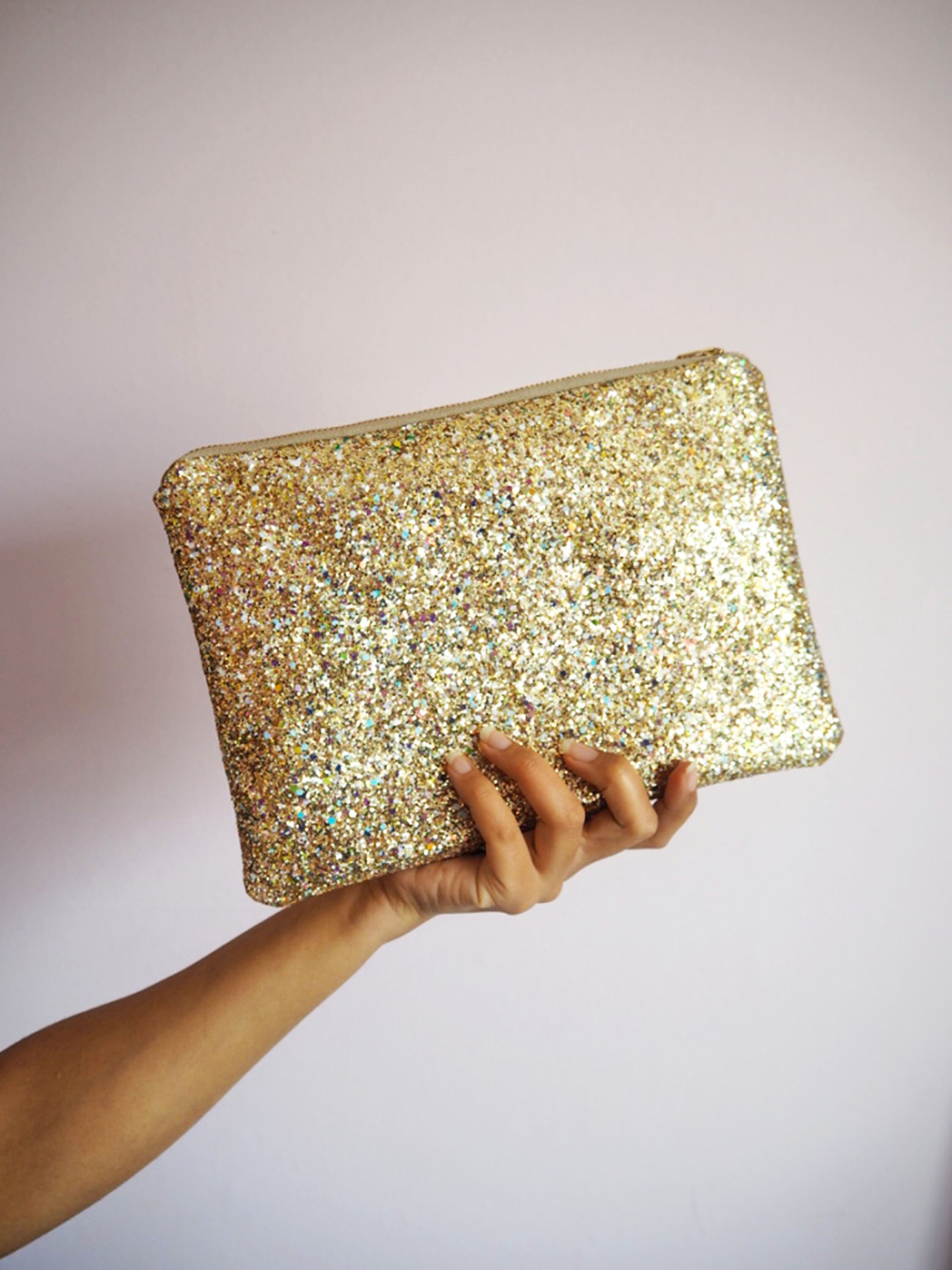 sparkly gold clutch