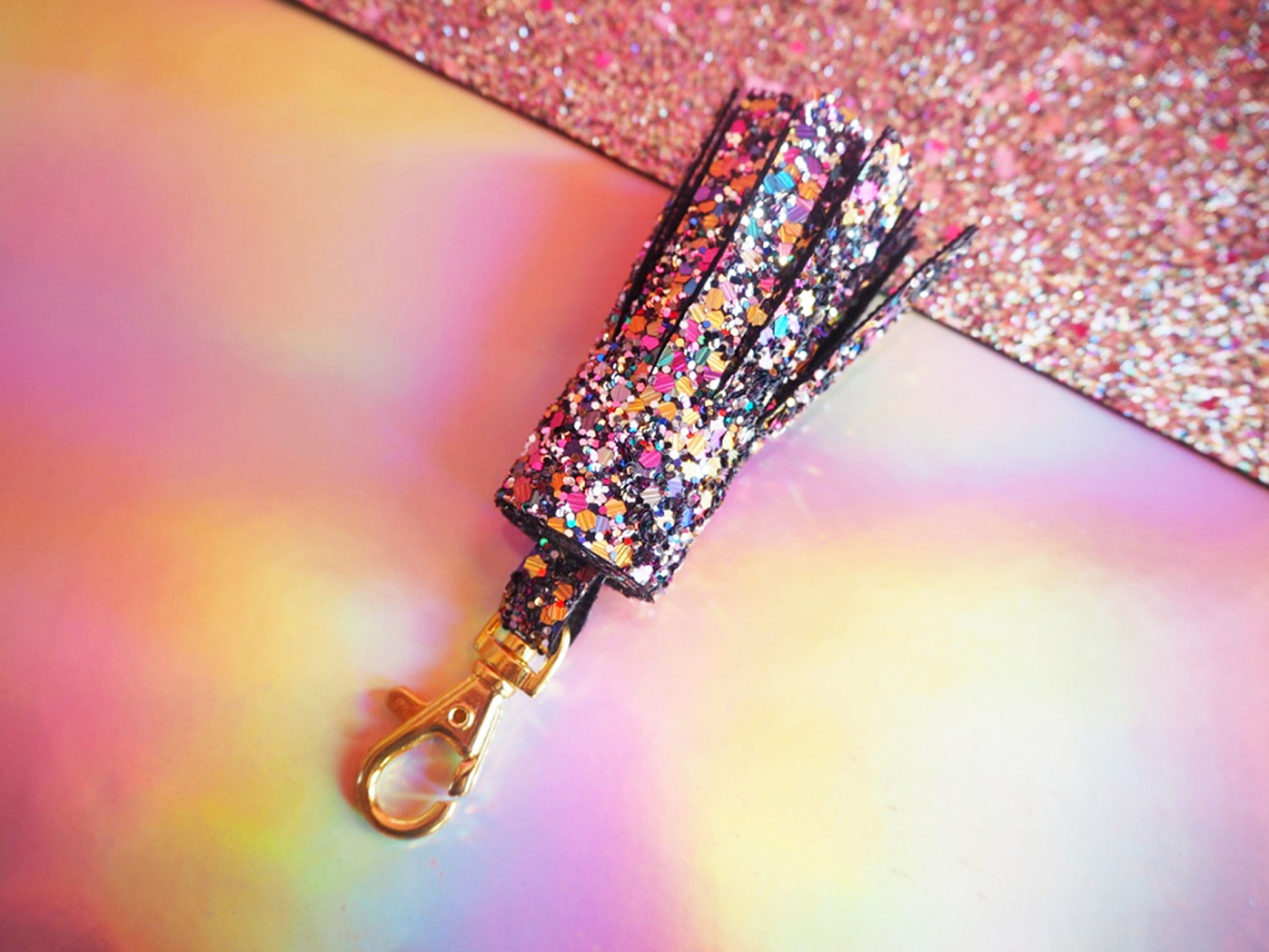 Multicoloured Glitter Tassel Keyring Rainbow Glitter Tassel Etsy