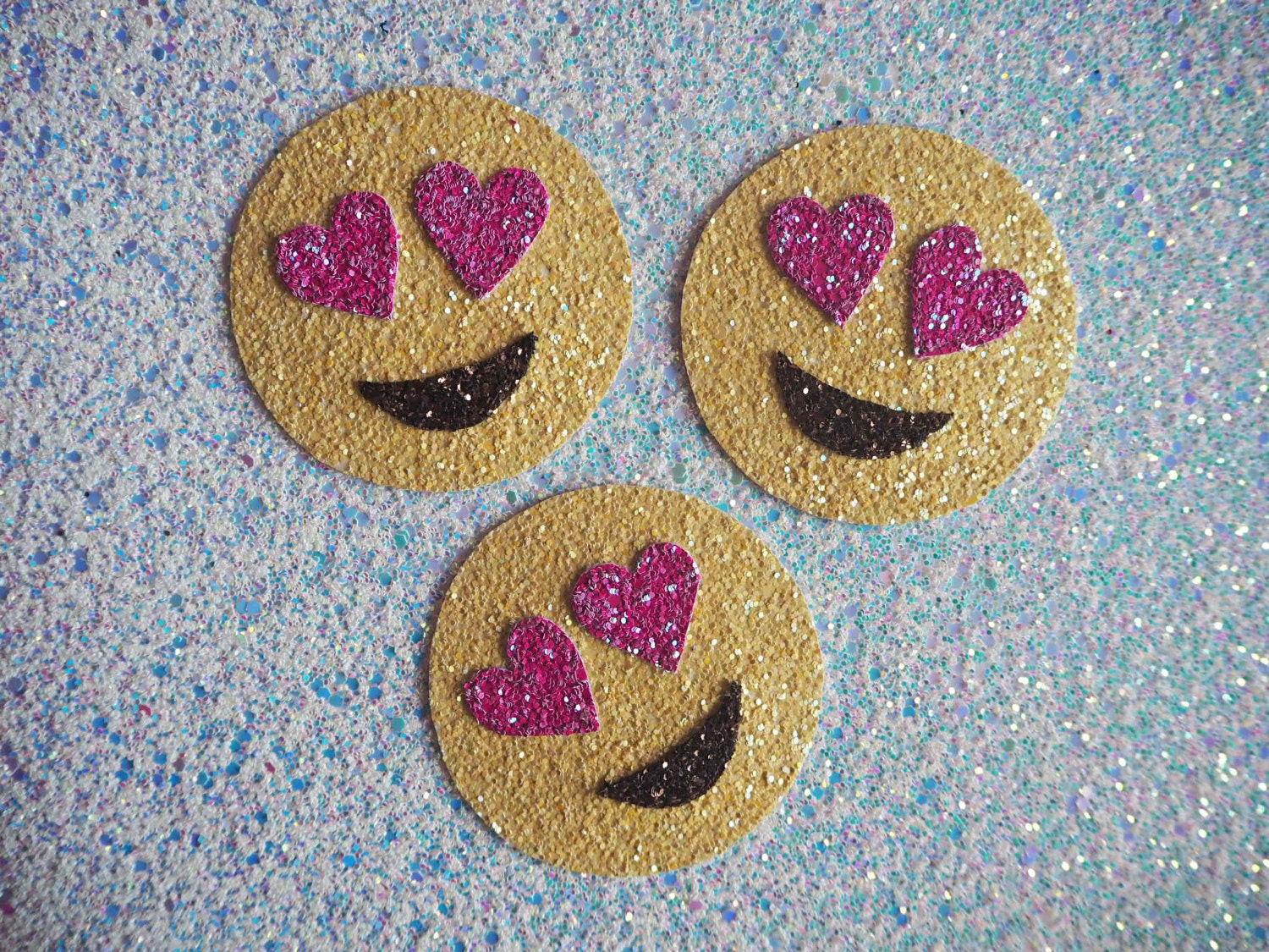 Glitter Heart Eyes Emoji Glitter Props for Stationery and Etsy