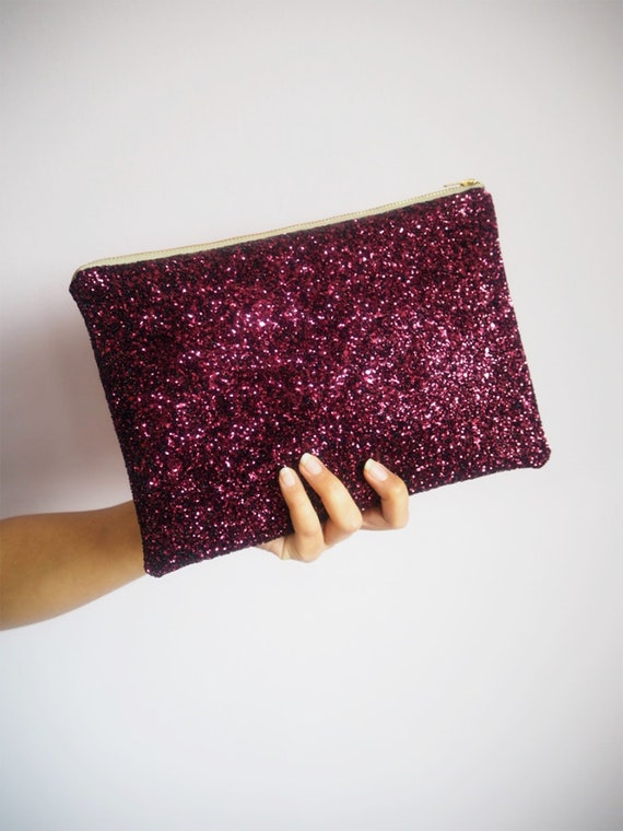 Plum Glitter Clutch Bag Sparkly Plum Clutch Bag Plum Evening Bag